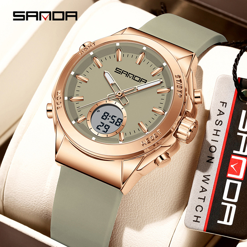 SANDA SANDA reloj electrónico multifuncional doble pantalla reloj deportivo reloj despertador cronógrafo de escuela secundaria relojes de estudiantes masculinos y femeninos