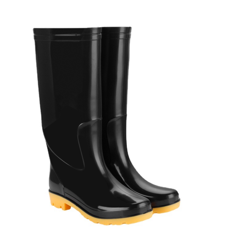 Zapatos de agua de sitio de construcción de fondo suave al aire libre negro protección laboral industrial y minera trabajo impermeable Botas de lluvia altas para hombres