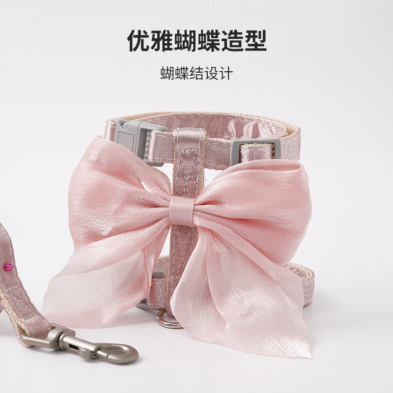 Nueva seda brillante gran arco gato en forma de I cuerda de tracción gato ajustable gato anti-nylon correa de pecho