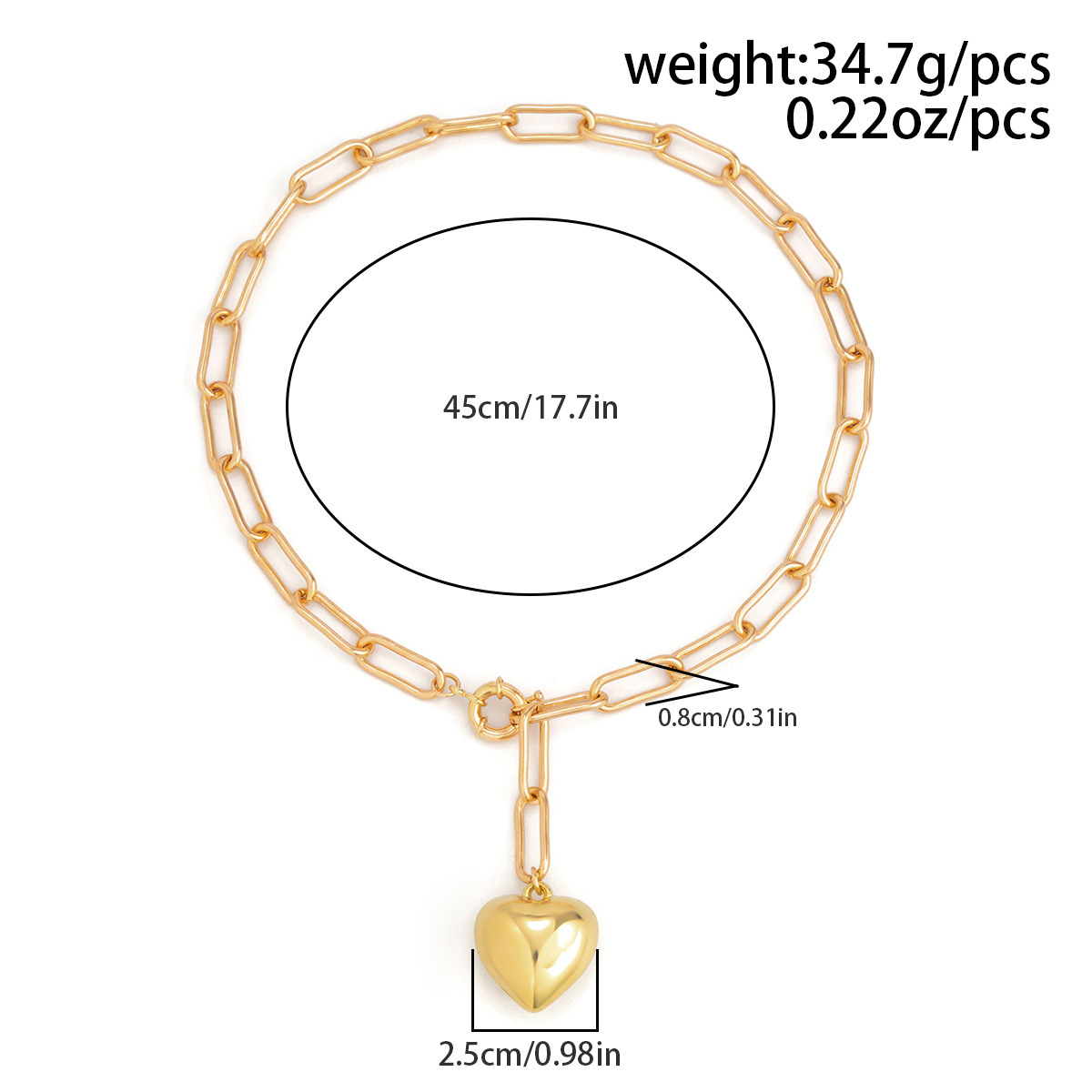 38g Weight Iron Pendant Material Pendant Necklace Classification Iron Chain Material Paperclip Chain Chain Type Retro Heart Shape CCB Iron Paperclip Chain Pendant Necklaces Wholesale