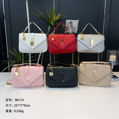 2025新款女包黑色裂纹皮革迷你链条包手提邮差包斜挎单肩包包