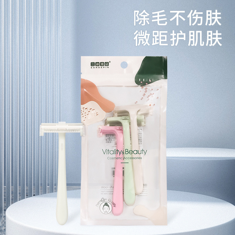 [Pack of Three] Women's Hair Removal Knife Shaver Leg Hair Armpit Hair Knife Shaving T-Shaped Rake Knife Manual Anti-Slip and Painless