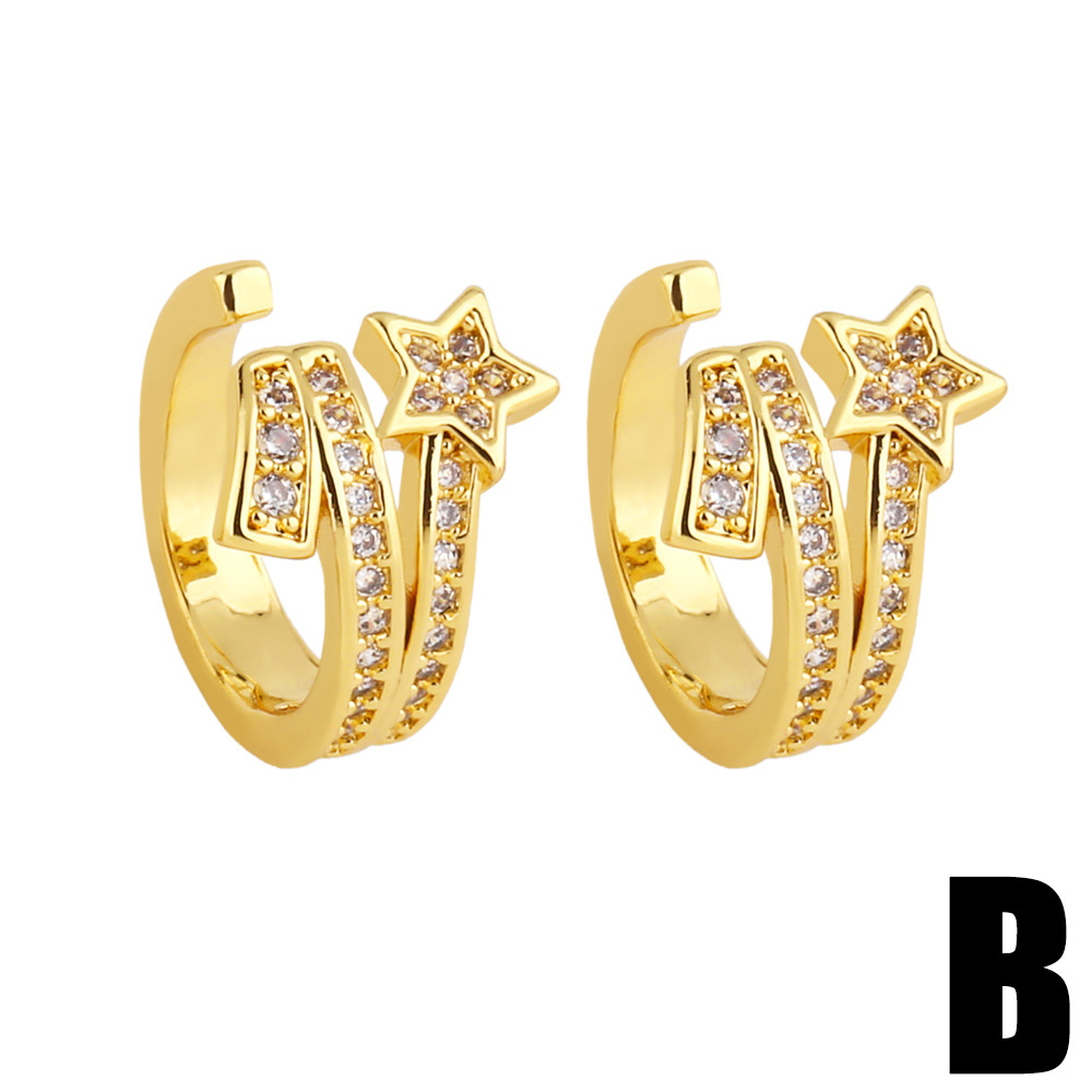 Fashion Star Copper Ear clips Inlay Zircon Copper Earrings