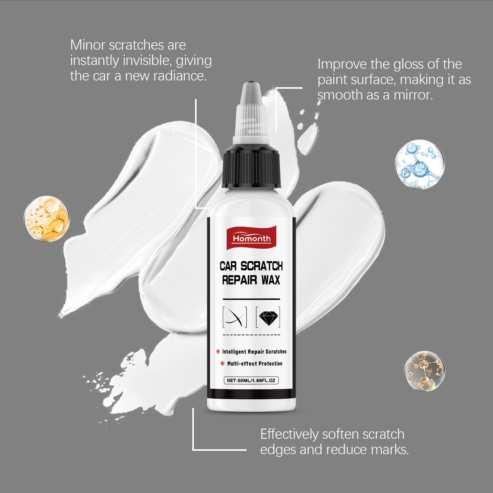 Homonth Car Scratch Wax Paint Surface Care and Maintenance Liquid Scratch Removal Cleaning Polishing Care and Maintenance Liquid