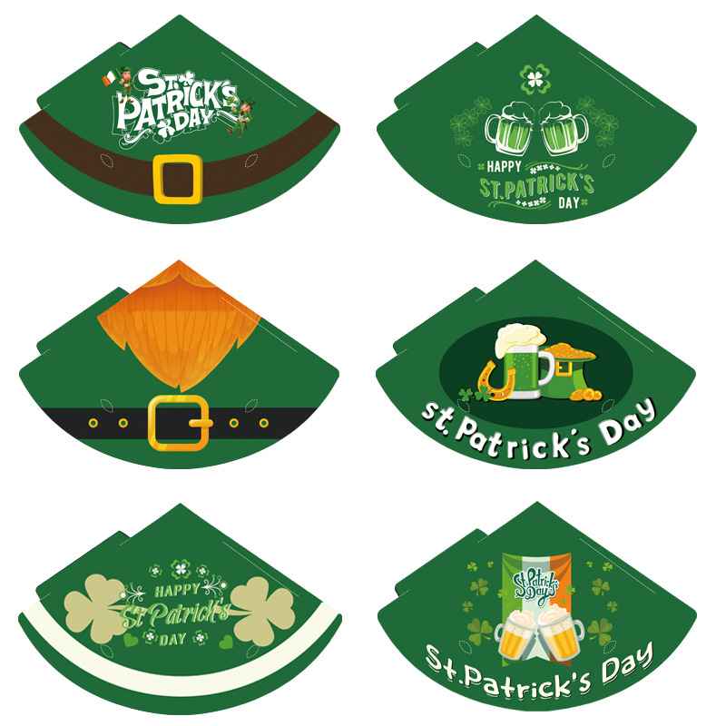Sombrero de papel irlandés europeo y americano sombrero de papel transfronterizo San Patricio Fiesta del tema de cumpleaños de los niños divertidos