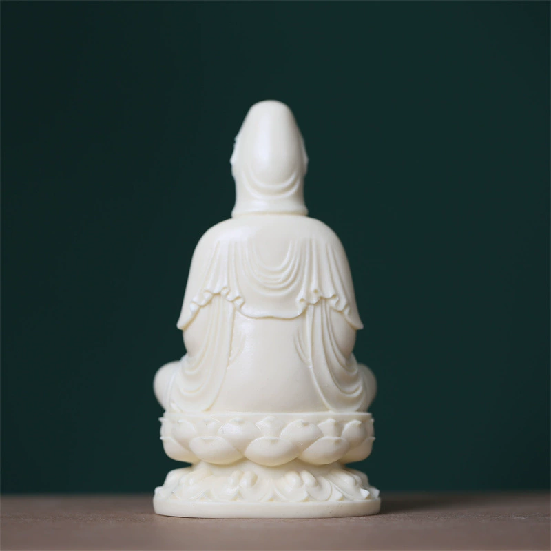 Ivory Fruit Guanyin Bodhisattva statue is located in a lotus dwelling net bottle Guanyin decoration Buddha statue to worship home car decoration