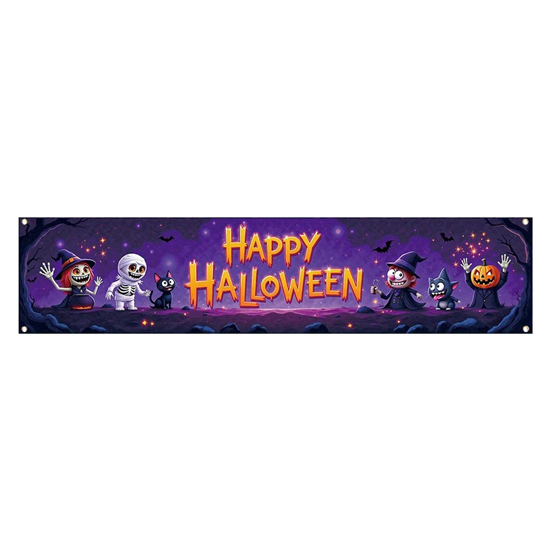 Amazonの新しいハロウィーンバナー、ハロウィーンパーティー、ドアカーテン、吊り下げ旗、旗の背景布は写真で生産できます。|undefined