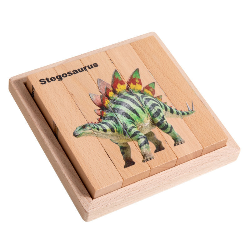 Amazon educación temprana multifuncional bloque de madera puzzle de animales para bebés puzzle adornos de madera tallado impresión puzzle puzzle