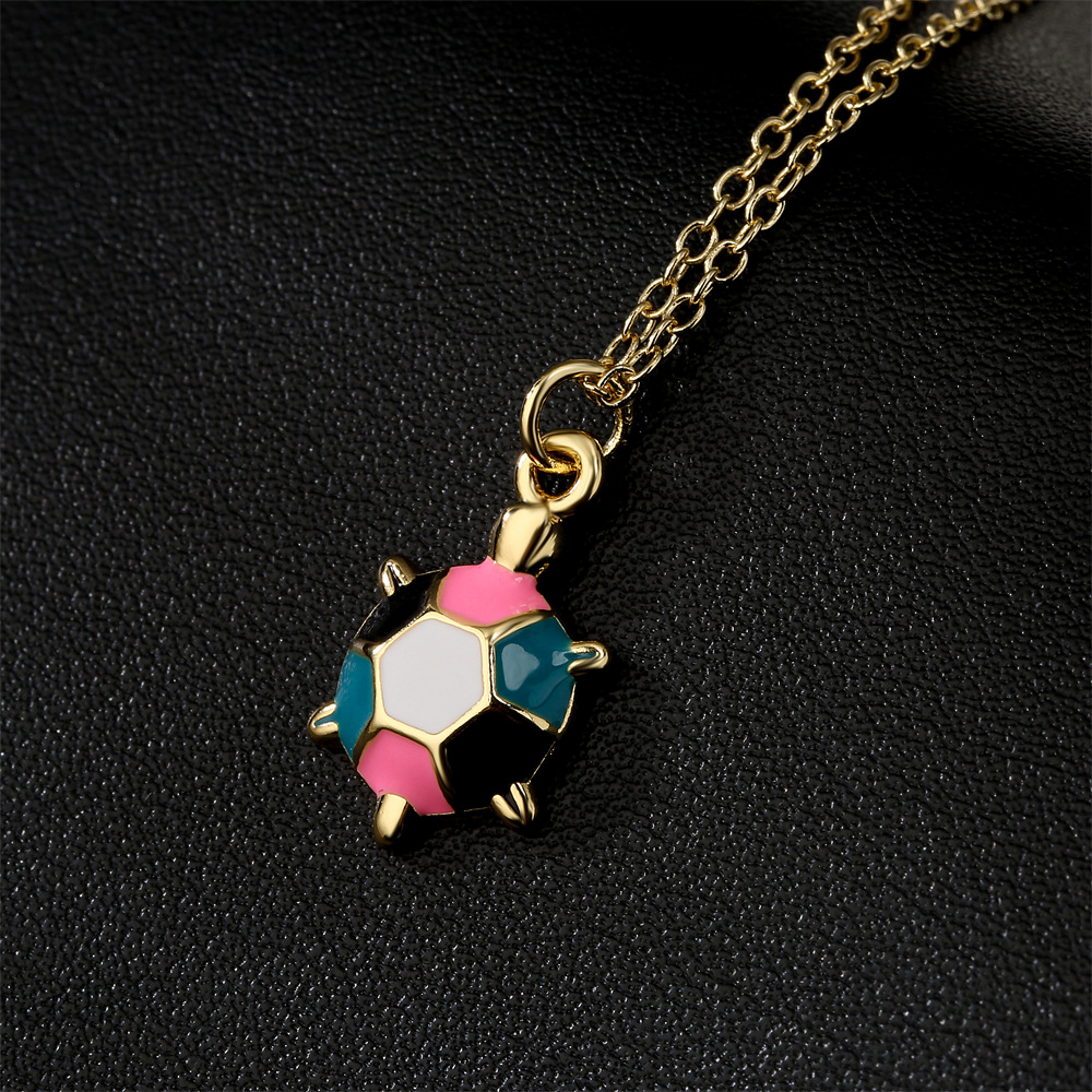 Fashion simple copper plated 18K gold color dripping oil cute turtle pendant necklace