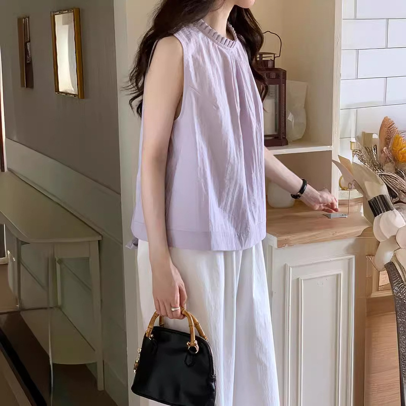 Design Sense Back Strap Sleeveless Shirt Vest Women's Summer South Korea Dongdaemun All-match Casual Small Shirt Top