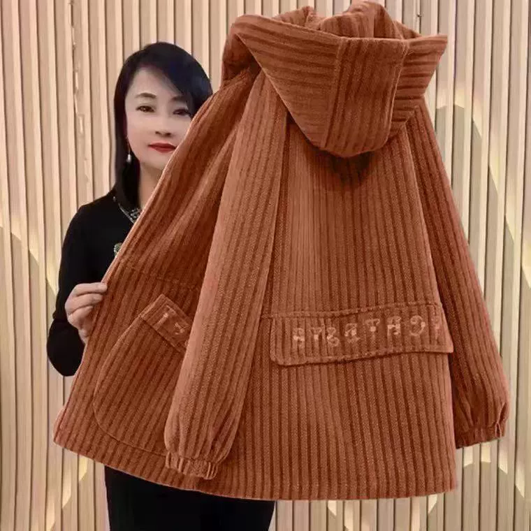 Осенью и зимой плюшевый простой вельветовый пиджак с капюшоном