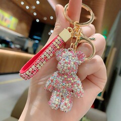 创意网红镶钻小熊钥匙扣高档可爱汽车钥匙链女包包挂件小礼品批发