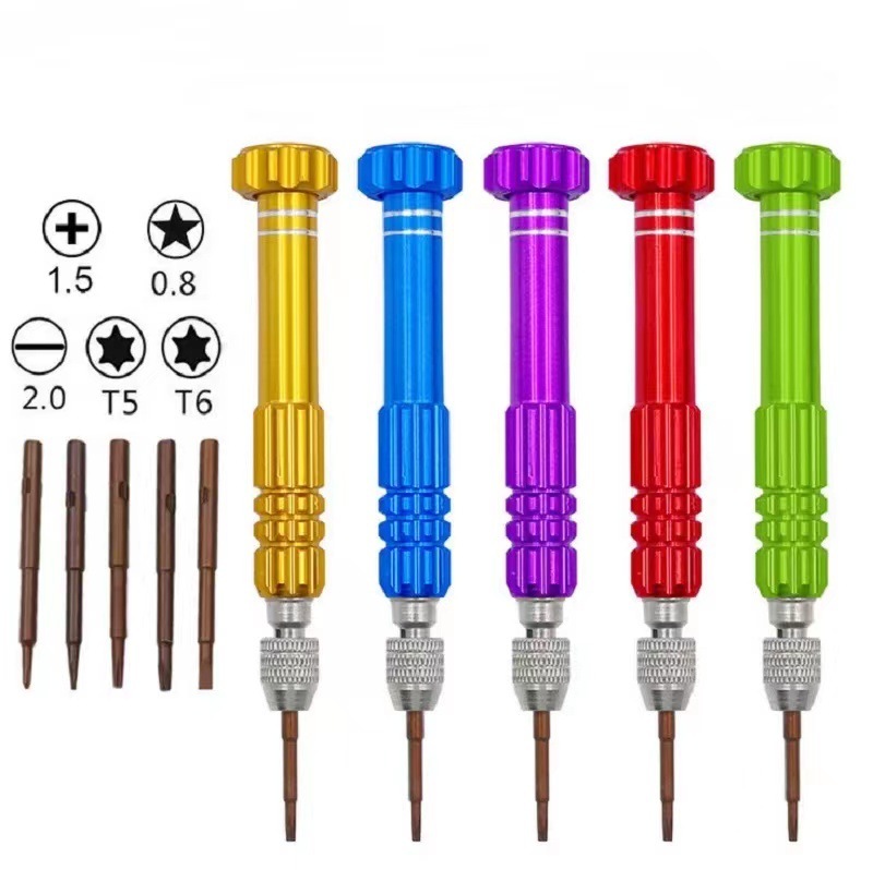 Five-in-one aluminum alloy screwdriver Apple Android 5-in-one screwdriver glasses Computer mobile phone disassembly screwdriver