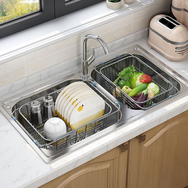 304 Stainless steel Leach basket hand sink Shelf tableware Storage rack water tank Telescoping Dishes Drain shelf