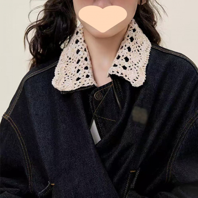 美式复古甜美风牛仔布/棉外套女2025年春季新款常规休闲POLO领设|undefined
