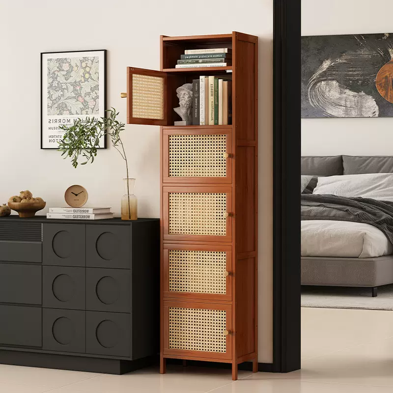 夹缝书架置物架落地实木书柜极窄储物柜靠墙客厅多层防尘收纳柜子