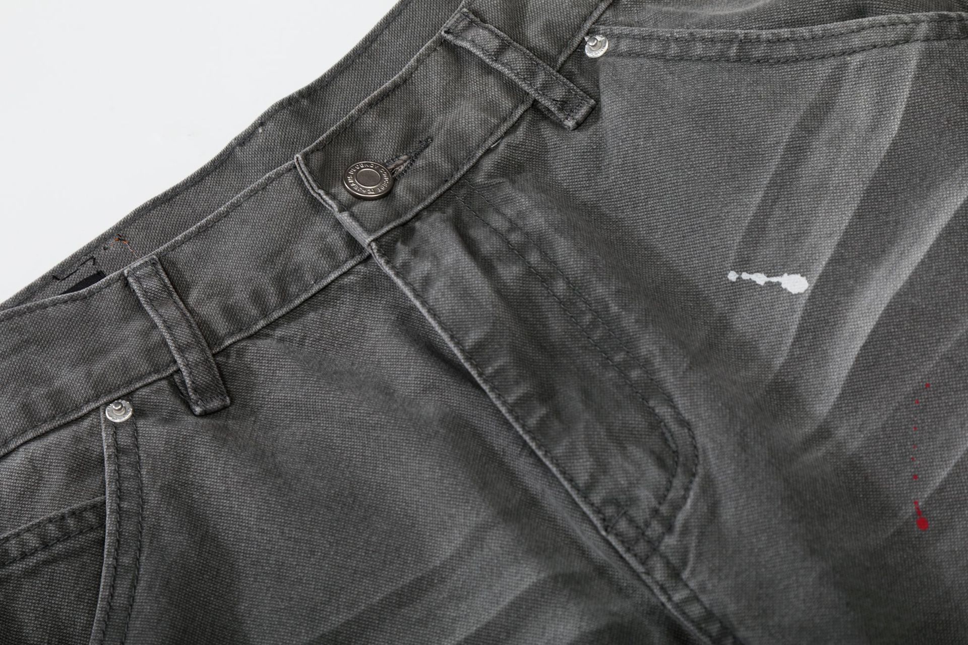 Men's Wide Leg Jeans High Street Style Z059 Whisker Texture Artificial Paint Splatter Design_mkmklike.com