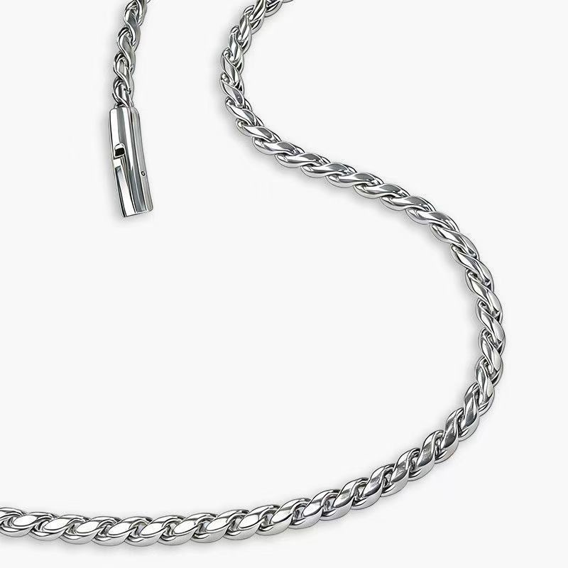 Titanstahl-Herrenkette mit Twist-Drachenknochen-Design