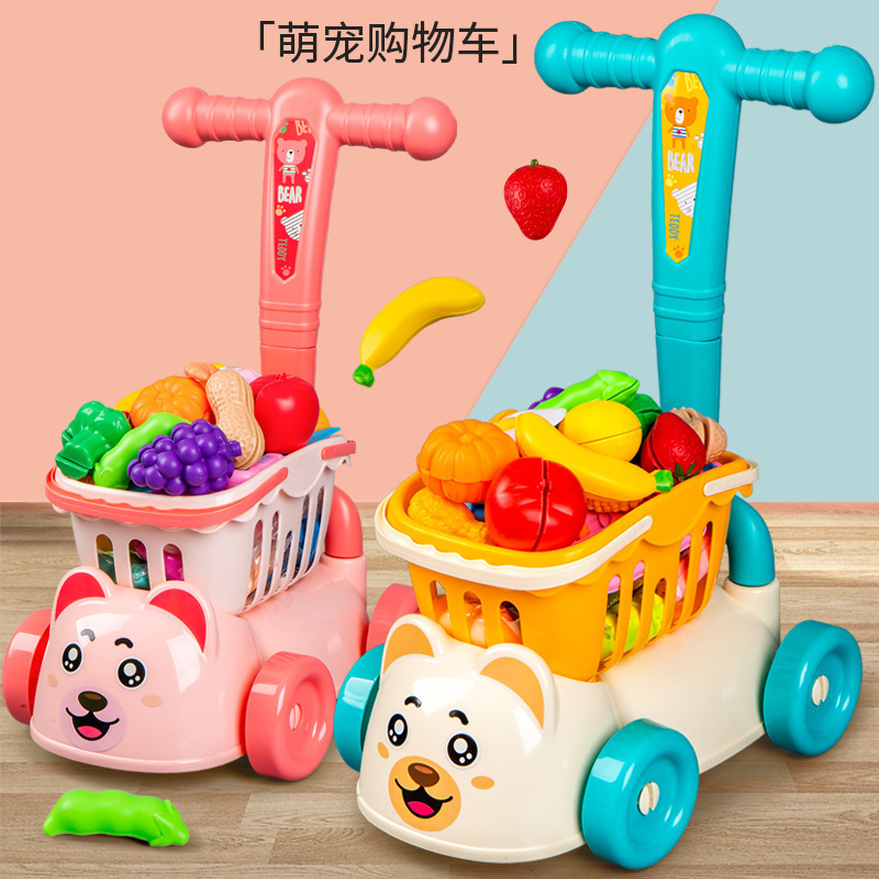 Two-In-One Trolley Shopping Basket, Pretend Kitchen Fruit and Vegetable Cutting Toy, Children's Shopping Cart, Play House Toy Wholesale Two-In-One Trolley Shopping Basket, Pretend Kitchen Fruit and Vegetable Cutting Toy, Children's Shopping Cart, Play House Toy Wholesale