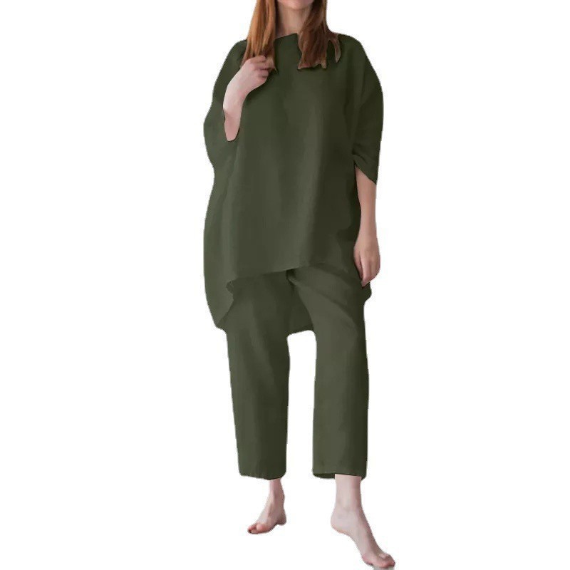 Women's Trendy Solid Color Matching Set Loose Oversized Style Casual Fashion Two‑Piece Outfits_ecoleips.com