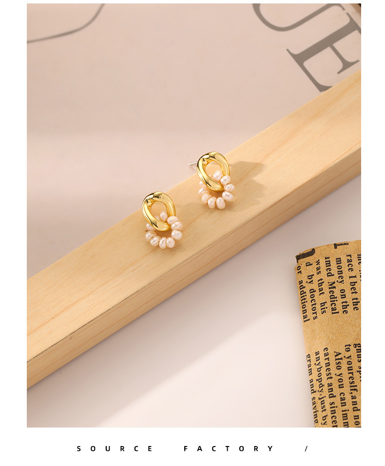 Retro Geometric Imitation Pearl Copper Plating Drop Earrings 1 Pair