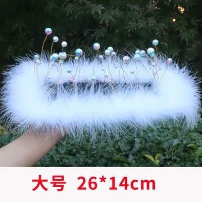 Car Pearl Crown Feather Anti-slip mat - color-pearl-large-white-feather-2614cm