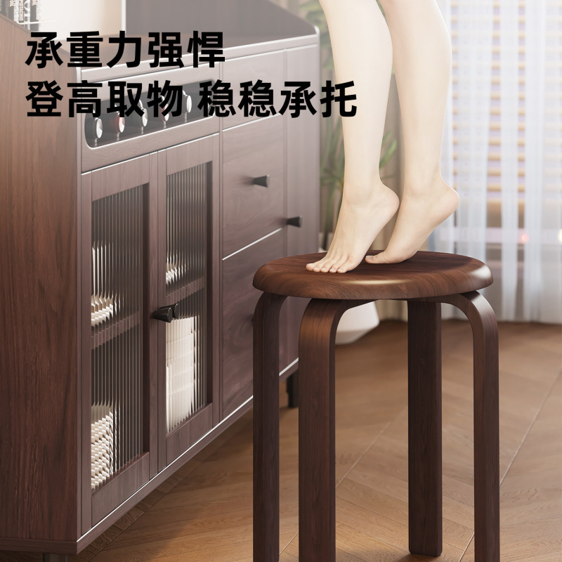 木製スツール、積み重ね可能な丸いスツール、家庭用ロースツール、木製ベンチ、モダンでシンプルなダイニングテーブルスツール、リビングルームのハイスツールチェア|undefined