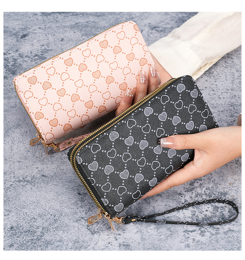 Frau Herzform Einfarbig Pu-Leder Reißverschluss Brieftaschen display picture 2