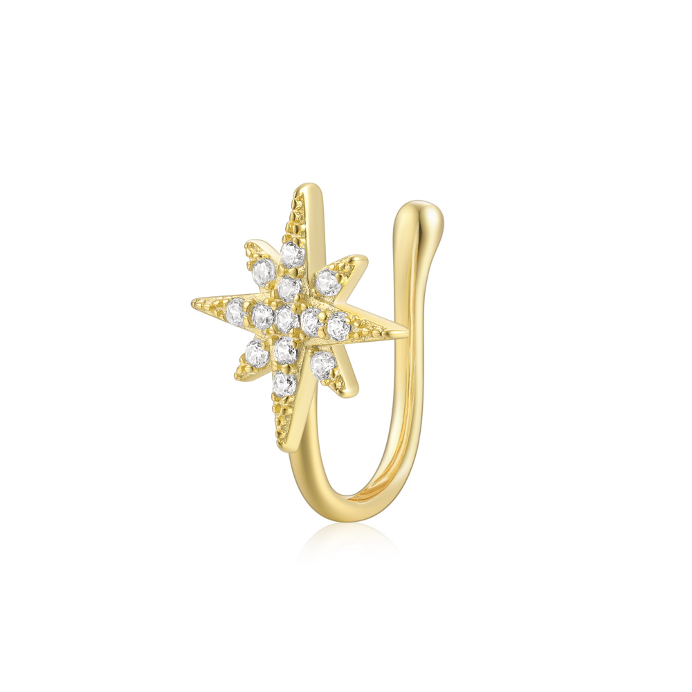 2g Weight Nose Ring Classification 1 Piece Quantity Daily, Street Occasion 925 Sterling Silver Material Star, Moon Pattern Women's Gender Plating Design Simple Style Style 1 Piece Nose Rings & Studs Simple Style Star Moon 925 Sterling Silver Plating 55