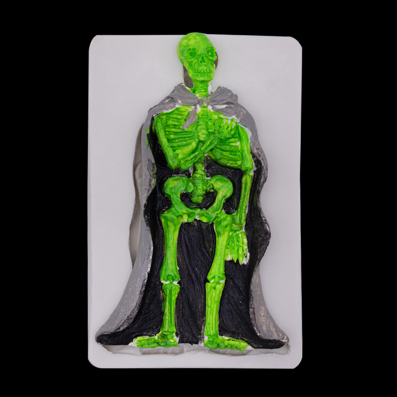 Cráneo blanco hueso capa molde de silicona vela yeso aromaterapia hecho a mano accesorios para hacer jabón chocolate fondant Decoración