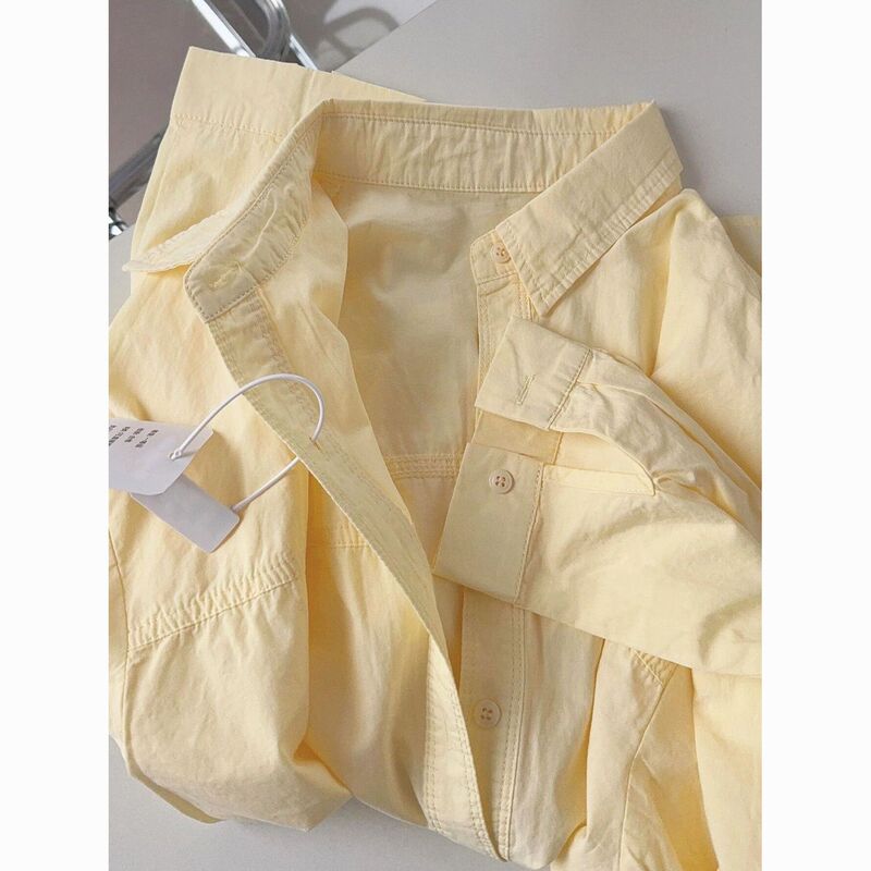 100% Cotton French Fashion Cotton Shirt for Women to Wear in Summer, Thin, Versatile, Slimming Look Long-Sleeved Shirt, Sun Protection Cardigan