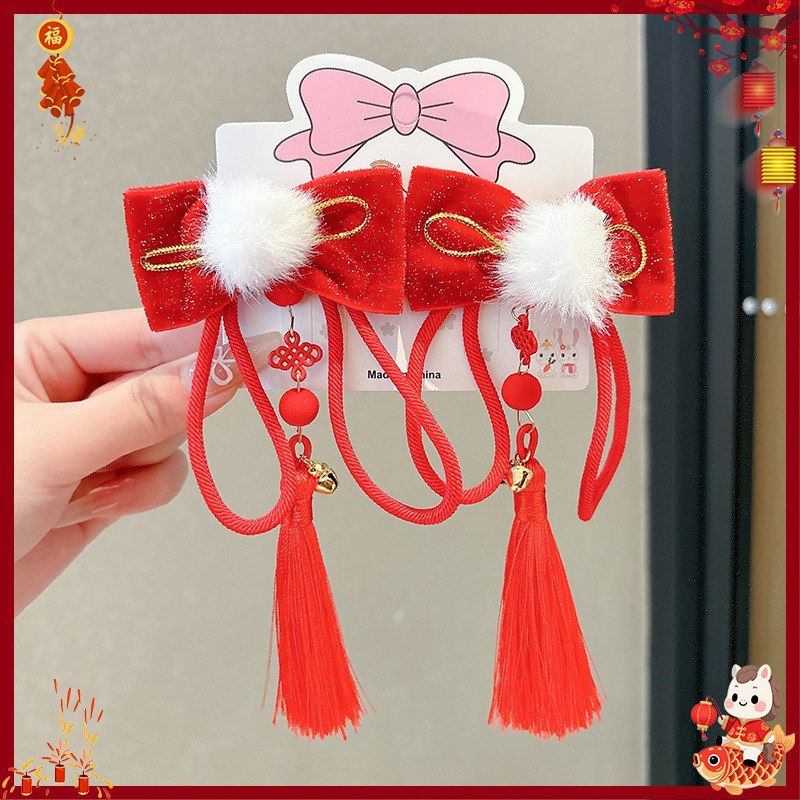 Horquilla Infantil con Borlas Chinas Hecha a Mano para Año Nuevo y Hanfu