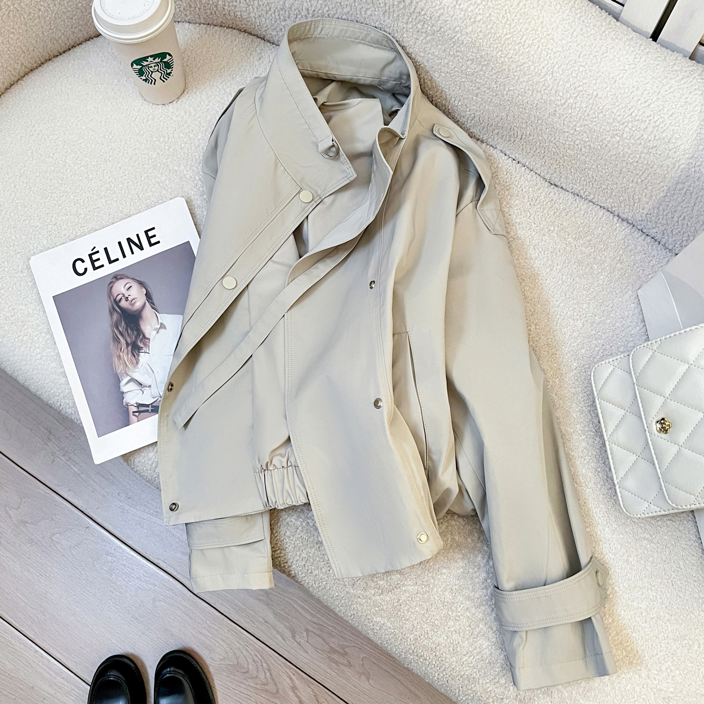 2025 Spring and Autumn New Stand Collar Windbreaker Jacket Women's Short Korean Style Loose Casual Easiest for Match Small Top Trendy