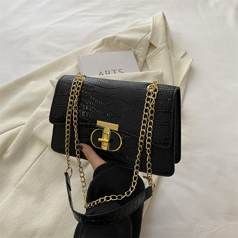 Bolso de mujer 2024 nuevo bolso de mujer popular textura bolso cuadrado temperamento casual bolso de hombro bolso de cadena bolso