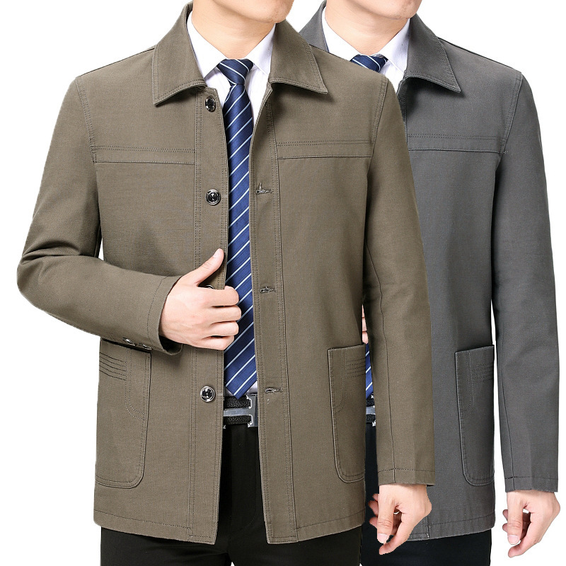 Middle-aged and elderly all-cotton jacket for men and fathers spring and autumn middle-aged men's lapel all-cotton large version with buttons grandpa coat Middle-aged and elderly all-cotton jacket for men and fathers spring and autumn middle-aged men's lapel all-cotton large version with buttons grandpa coat