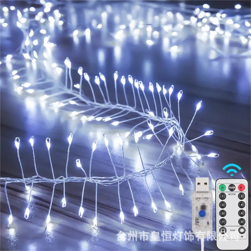 Caja de baterías LED transfronteriza cadena de lámpara de fuegos artificiales USB8 función lámpara de alambre de cobre Año Nuevo árbol riqueza atmósfera decoración