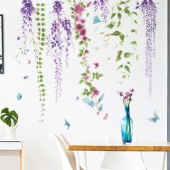 LD96262雅致紫藤花背景牆美化客廳臥室玄關裝飾布置牆貼畫自粘