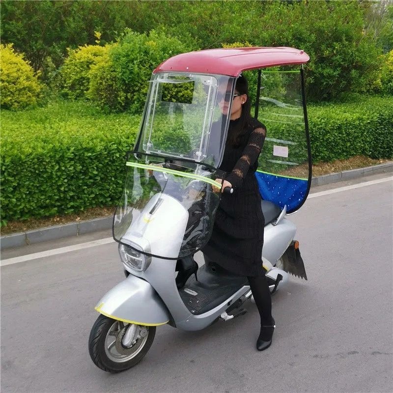 New model 7-shaped electric vehicle canopy, sunshade, motorcycle windproof cover, rainproof and thickened awning