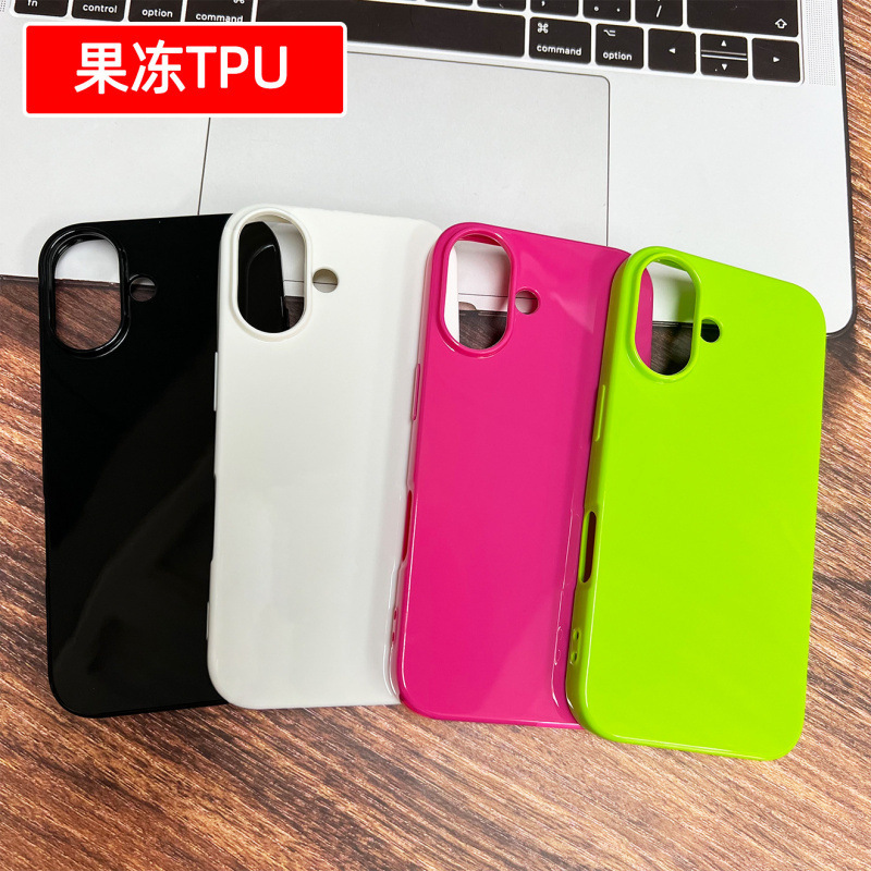 Suitable for Iphone16 Glossy Mobile Phone Case Apple 13 Jelly Case 17Pro Silicone 14/15 Protective Cover 12 Wholesale