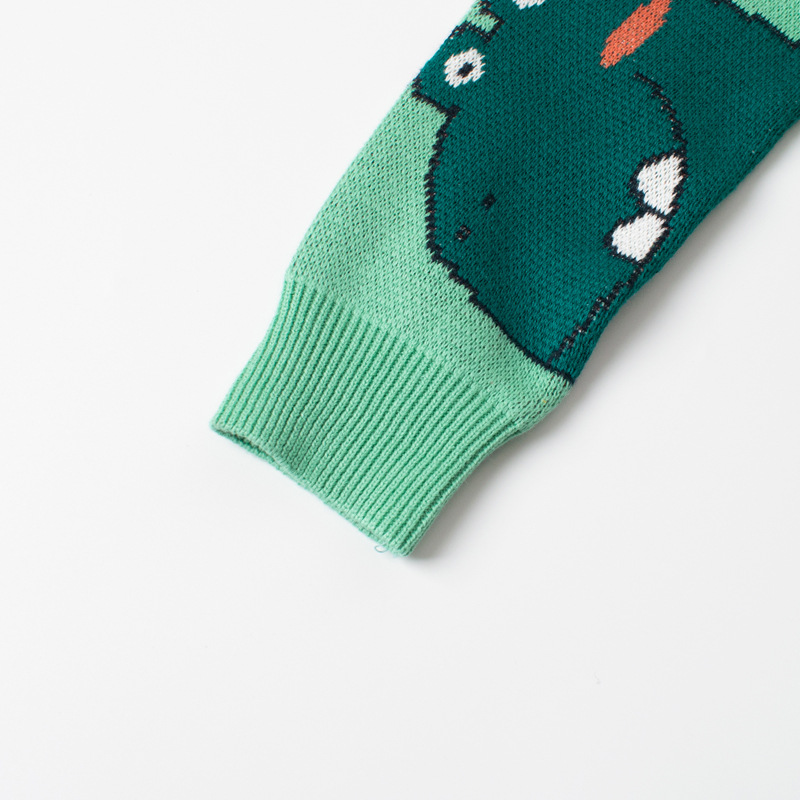 Versión coreana de la nueva ropa para niños, niños, suéteres para niños, jersey de punto de dinosaurio tridimensional de dibujos animados, ropa de lana