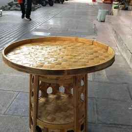 云南傣家特色饭桌手工艺纯朴竹编小圆桌子竹制茶桌家居装饰品