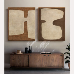 Minimalist abstract living room decoration painting dining sofa background wall entrance hanging art Japanese original wood style model room mural
