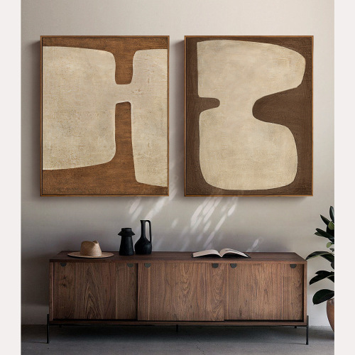 Minimalist abstract living room decoration painting dining sofa background wall entrance hanging art Japanese original wood style model room mural