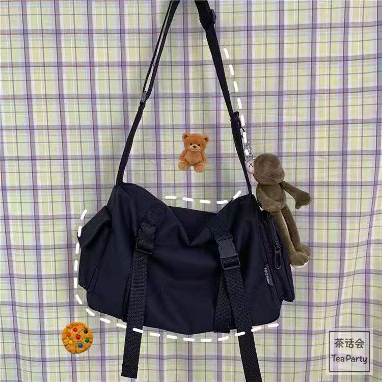 韓国chiレトロ工装香港風学生キャンバスバッグ男ulzzang中性日系原宿女性ショルダーバッグ|undefined