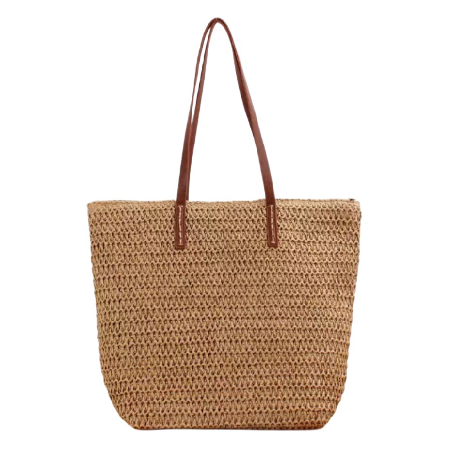 Bolso de paja de hombro Simple, nuevo bolso tejido, bolso de mano de gran capacidad para mujer, bolso de paja versátil, bolso de playa de estilo de vacaciones