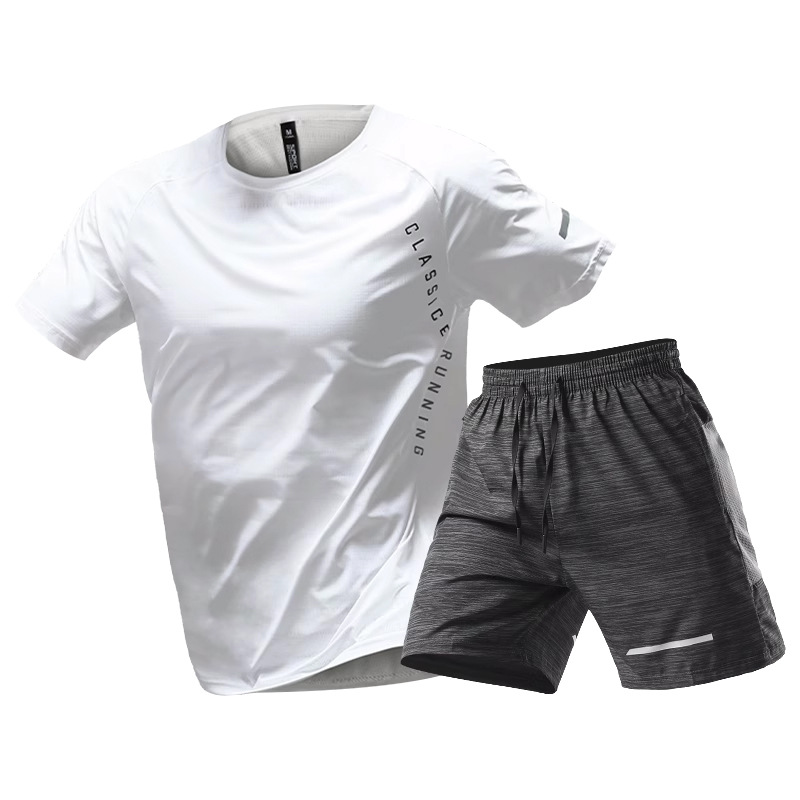 Trajes deportivos para hombres hielo veloz ropa seca para correr verano ropa de fitness delgada ropa de entrenamiento suelta camiseta de mangas cortas