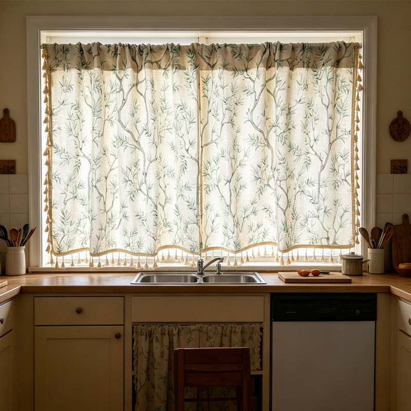 European-style cotton-linen printed curtains, kitchen partition curtains, American-style coffee curtains, door curtains, short curtains for bay windows, half-length curtains for cabinet decoration European-style cotton-linen printed curtains, kitchen partition curtains, American-style coffee curtains, door curtains, short curtains for bay windows, half-length curtains for cabinet decoration