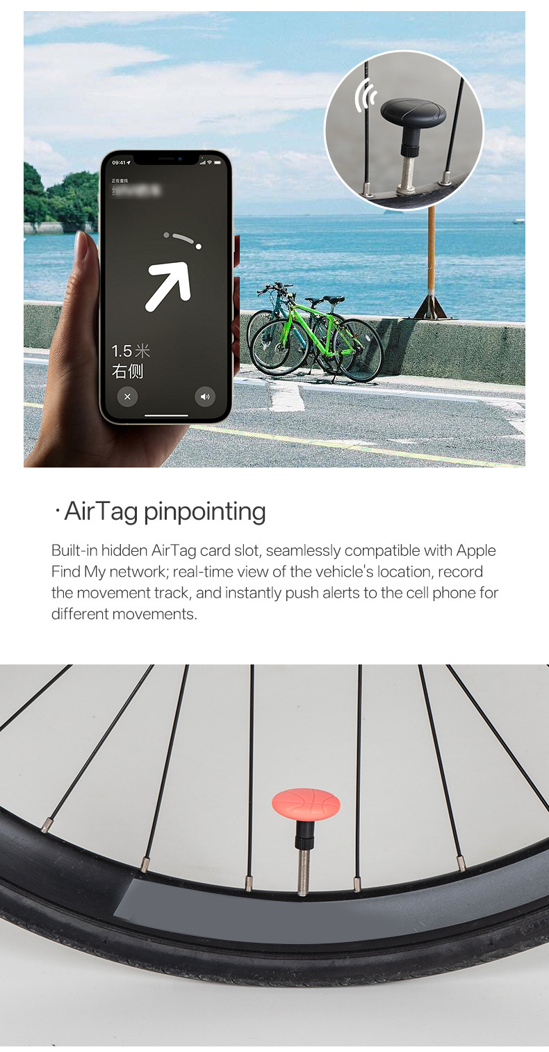 Bicycle Device Air Nozzle Cover Suitable for Airtag Electric Vehicles