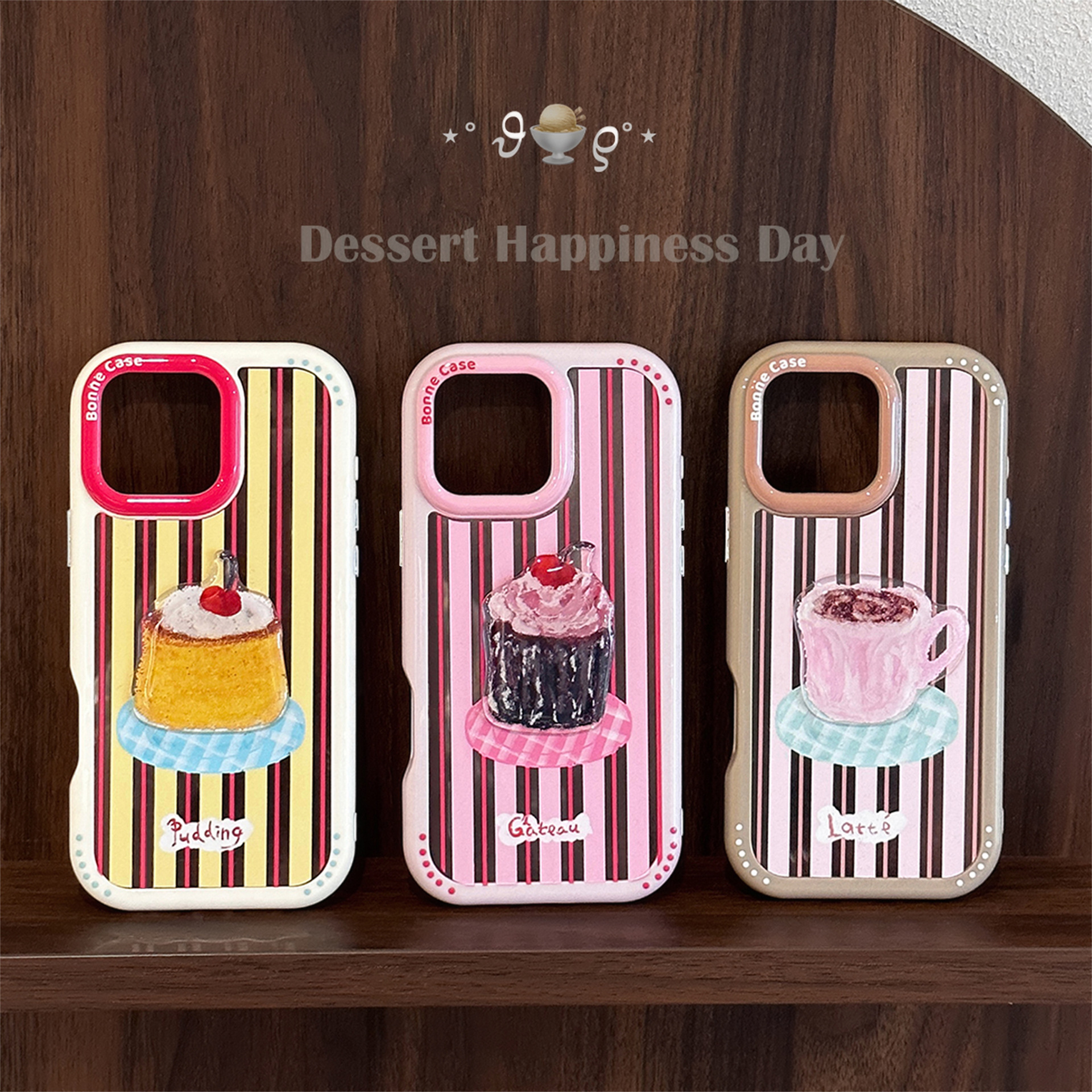 Funda de acrílico 3D con diseño de pastel para iPhone 16 Pro Max, también compatible con iPhone 15, 14 y 17.
