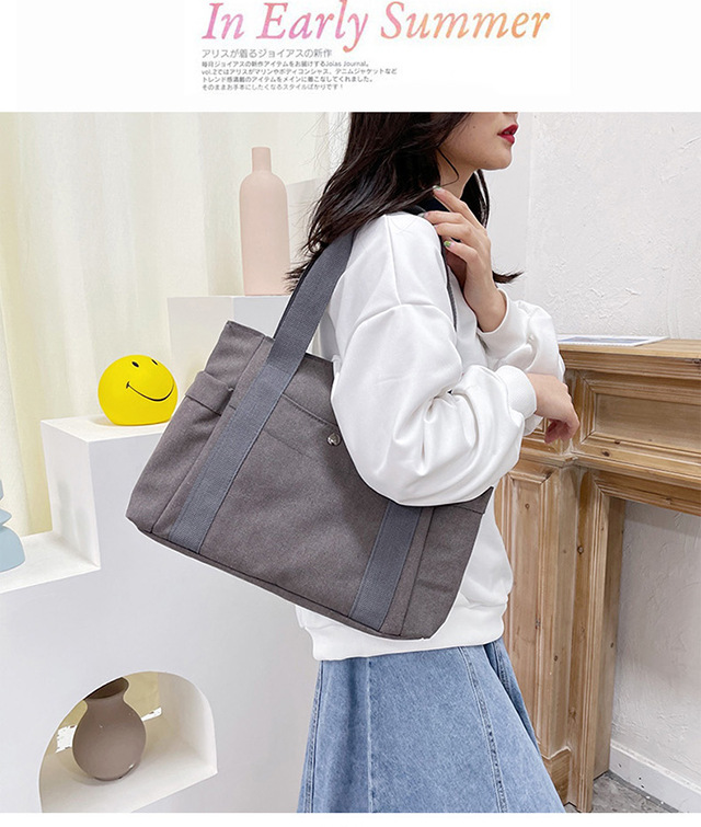 Artistic and simple canvas bag, mother's bag, middle-aged work handbag, cloth bag, large-capacity shoulder bag, women's single-shoulder bag undefined